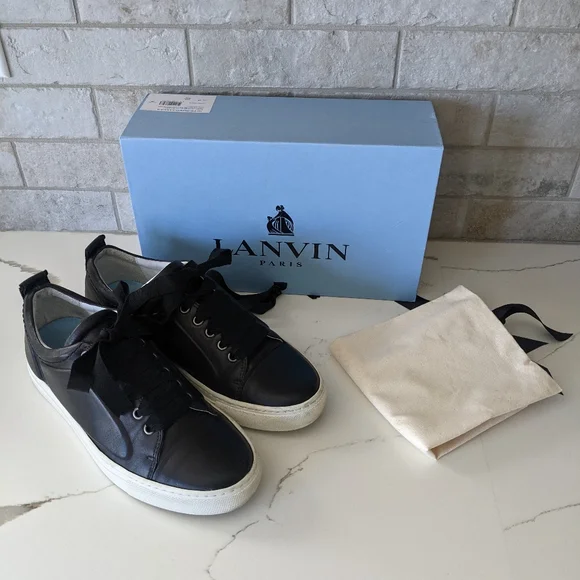 スニーカー LANVIN Jla Sneakers - Lanvin - Leather - Black Lanvin Curb Leather Sneakers | Black | FARFETCH JO